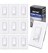 [10 Pack] BESTTEN Dimmer Light Switch, Single-Pole or 3-Way, 120V, Compatible with Dimmable LED, ...