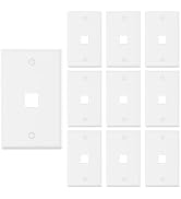VCE 1-Port Keystone Wall Plate UL Listed (10 Pack), Single Gang Wall Plates for RJ45 Keystone Jac...
