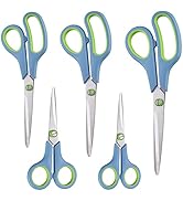 Scissors All Purpose,Scissors Set of 5,Premium Stainless Steel Sharp Blades Soft Comfort-Grip Han...