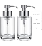 Foaming Soap Dispenser Set, 17 Oz Clear Glass Hand Soap Dispenser with 304 Rust Proof Stainless S...