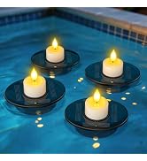 PChero Solar Floating Pool Lights, IP68 Waterproof Outdoor Tea Lights with Dusk to Dawn Sensor, R...