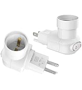 [2 Pack] Borju Outlet to Lamp Socket Adapter, 3-Prong Outlet to Light Socket, Medium Base, 360° R...