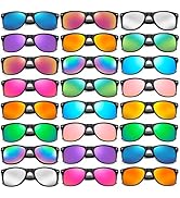 12/24 Pack Neon Color Sunglasses Classic Mirrored Lenses Glasses Men/Women Bulk Birthday Beach Po...