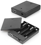 VWEICYY 2 PCS 4 AA Battery Holder with USB Port, 2PCS 4 x 1.5V AA Battery Holder Case