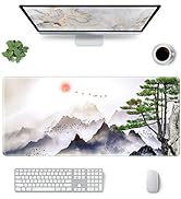 Large Gaming Mouse Pad, XXL Extended Mousepad with Stitched Edges, Non-Slip Base, Water Resist Ke...