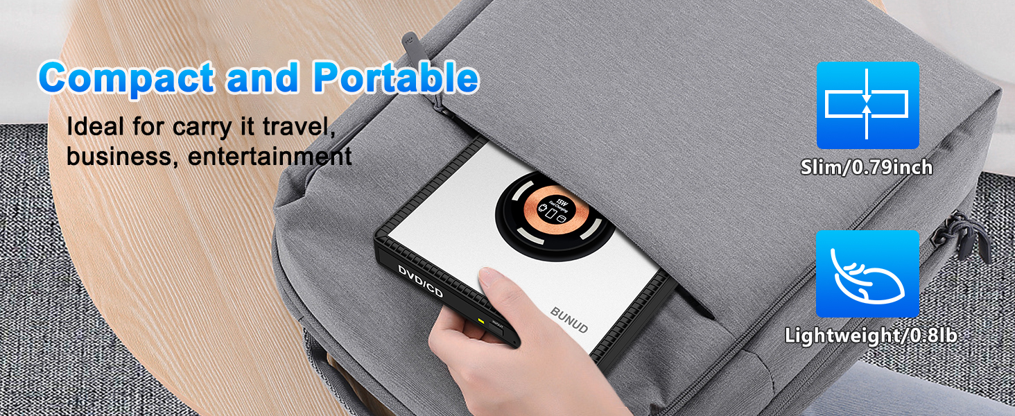 cd drive external burner player compact portable travel business entainment slim lightweight