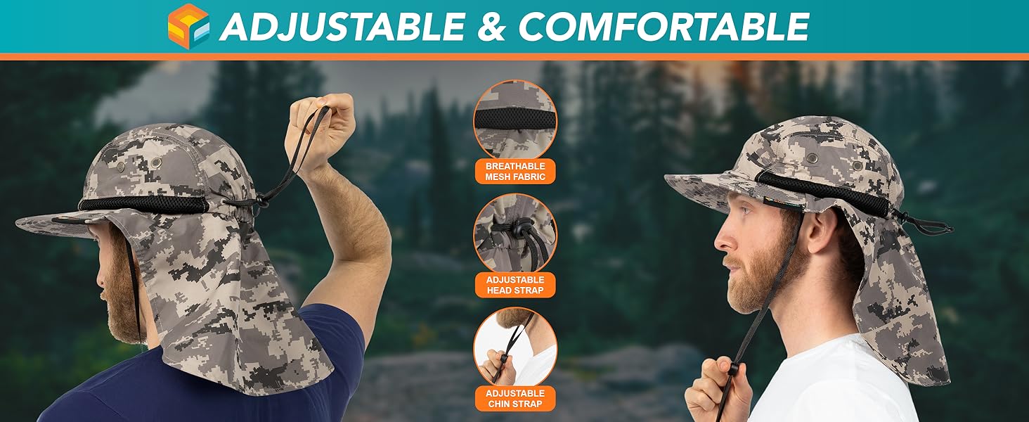 outdoor sun hat with uv protection neck flap men