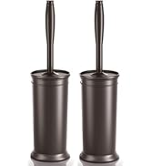 Toilet Brush and Holder 2 Pack, Toilet Bowl Brush with Extra Long Handle, Toilet Scrubber and Cov...