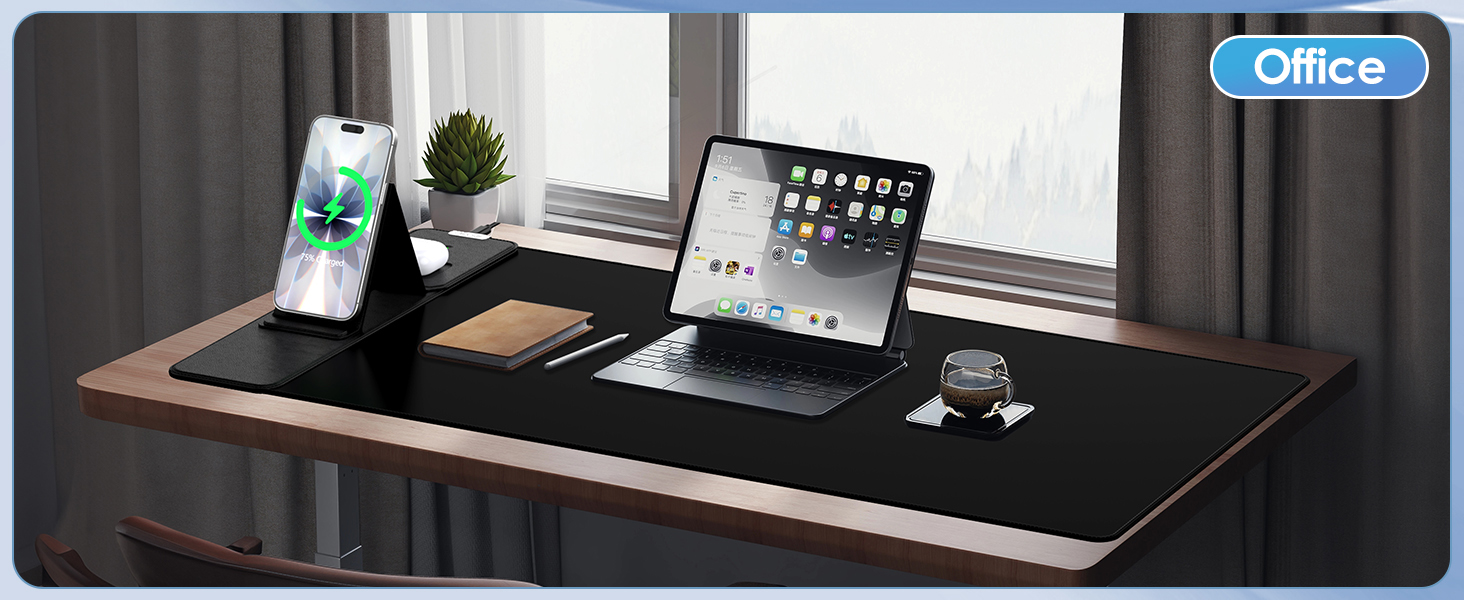 Mouse Pad with Foldable Phone Stand Wireless Charging