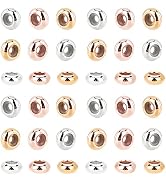 PH PandaHall 60pcs Brass Silicone Slider Beads, 3 Color 7mm Stopper Beads Slider Clasps Stopper B...