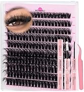 Lash Clusters Kit Faux Mink Eyelash Clusters D Curly Wispy Waterproof Cluster Eyelash Extensions ...