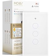 MOES Matter Smart Touch Wall Light Switch, Glass Panel Wi-Fi Wall Switch, Needs Neutral Wire, Sin...