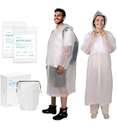 PUFFIN TRIP 2 Pack Rain Coats Reusable PEVA Rain Hooded Ponchos with a Drawstring Bag for Adult U...
