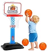 Toddler Basketball Hoop for Kids 1-3, Mini Adjustable Basketball Hoops Indoor with Balls Outdoor ...
