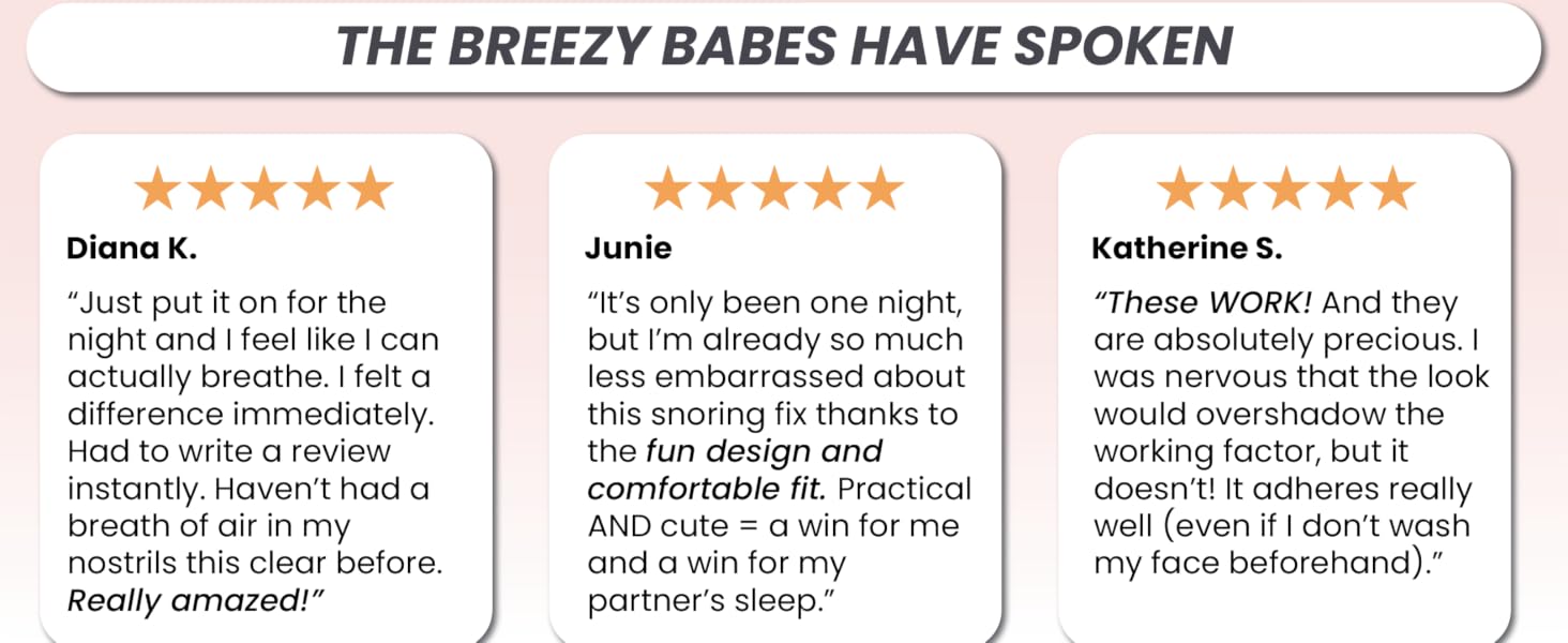 Three reviews from customers about Breezys