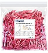 Heat Shrink Butt Wire Connectors, 200 Pcs Red 22-16 AWG Insulated Waterproof Electrical Wire Conn...