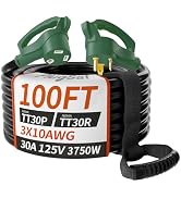 PlugSaf 100 FT 30 Amp RV Extension Cord Outdoor, 10AWG 125V 3125W STW Green | NEMA TT-30P/R, Flex...