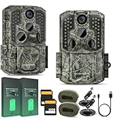 WOSPORTS Rechargeable Trail Camera 2Pack 56MP 4K 0.2S Trigger Motion Activated,Game Camera with N...