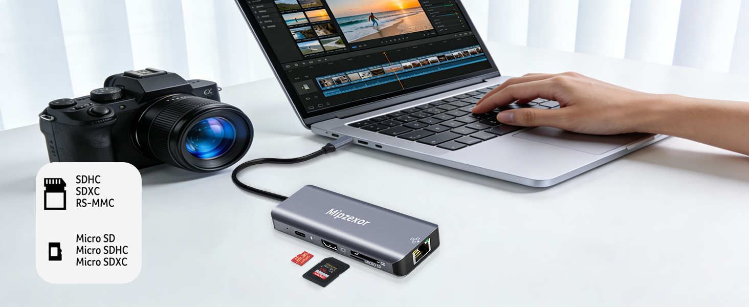 mac adapter multiport includes built-in SD/TF card slots for fast file access and media transfer