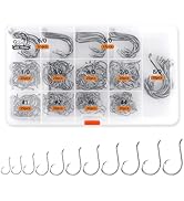 UCEC Circle Hooks Fishing Hooks 2X Strong Offset Circle Hooks Saltwater Black High Carbon Steel O...