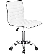 OFIKA Office Desk Chair, Adjustable Task Chair, Low Back Faux Leather Ribbed Swivel Chair, Armles...