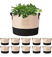 LITLANDSTAR 10 Pack 10 Gallon Grow Bags, Heavy Duty Thickened Felt Nonwoven Garden Fabric Bags wi...