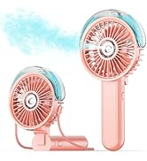SWEETFULL Portable Misting Fan - 180° Foldable Handheld Personal Fan with Mist Spray, 3 Speeds, 3...
