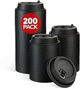 LITOPAK 200 Count Coffee Cup Lids, 3.54'' Disposable Plastic Lids for 10oz, 12oz, 16oz, and 20oz ...