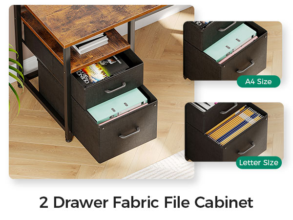 AODK 66" L Shaped Computer Desk with Drawers, 113" Reversible Home Office Desk