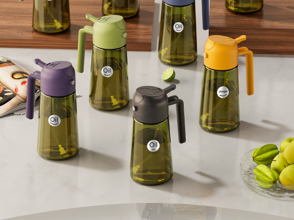 dark green glass oil spray bottle