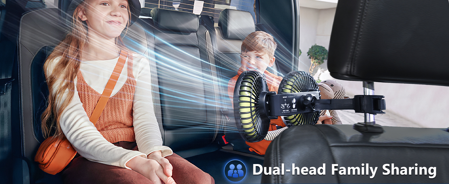 Nauttxon Battery Fan for Car Backseat, 360°Rotatable Car Fan for Back Seat