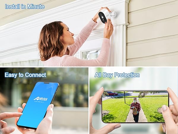 ANRAN Security Cameras Wireless Outdoor,2K 3MP Battery Powered Home Security Camera