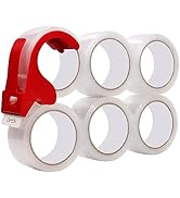 Amogato 6 Rolls Clear Shipping Packaging Tape - 2 inch x 60 Yards Packing Tape with a Tape Dispen...