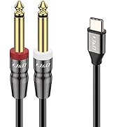 J&amp;D USB C to Dual 6.35mm 1/4 inch TS Stereo Audio Y Splitter Cable for iPhone 15/15 Plus/15 Pro/1...