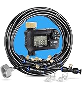 HOMENOTE Automatic Misting Cooling System with Timer, 46FT Misting Line, 10 Brass Nozzles, and 3/...