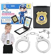 Police Toys, Kids Policeman Pretend Play Toys with Police Badge and Metal Handcuff for Dress Up, ...