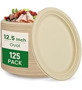 biocean 12.5 Inch Oval Plates [125-Value Pack] - Sustainable and Heavy-Duty Plates