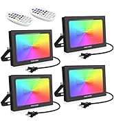 MEIKEE 35W RGBW Flood Lights, 3500LM Outdoor Color Changing LED Floodlights, Timing Memory Functi...