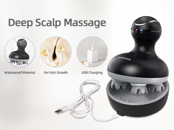 cotsoco Electric Scalp Head Massager with 4 Heads 84 Nodes for Hair Growth and Stress Release