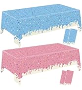 LINHAXM 4 Pack Ice Cream Tablecloth, Ice Cream Birthday Party Decorations, Sprinkle Donut Table C...
