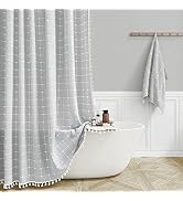 BTTN Boho Farmhouse Shower Curtain, Linen Rustic Heavy Duty Fabric Shower Curtain Set with Tassel...
