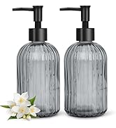 Topsky 2 Pack Glass Soap Dispenser with Plastic Pump,400ml Liquid Hand Soap Dispenser,Rustproof P...