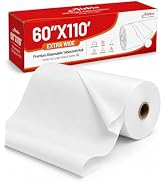 Airbin Plastic Table Cloth, Extra Wide 60 in X 110 Ft White Plastic Tablecloth Roll with Any Cut ...