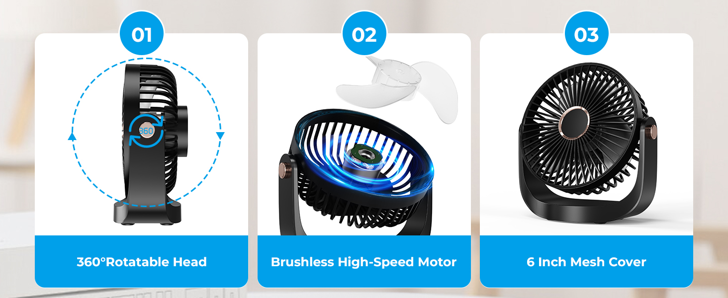 Small Desk Fan Rechargeable