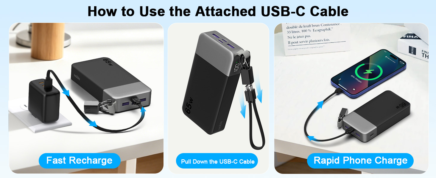 How to Use the Attached USB-C Cable