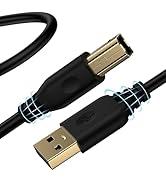 Long USB 2.0 Printer Cable 6FT, Scanner Cable to Computer,Compatible with HP,Canon,Dell,Epson,Lex...
