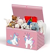ADDFIT HOUSE Unicorn Toy Chest for Girls - Spacious and Durable Toy Box with Removable Dividers, ...