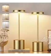Kakanuo Gold Cordless Lamp, Rechargeable Lamp, Touch Control, 3 Color Temperature, LED Outdoor Wi...