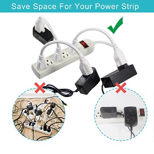 12in White AC Mini Indoor 3 Prong Extension Cord