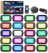 MICTUNING Q1 MAX RGB+IC Rock Lights 20 Pods Kit, 480 Beams 1000% Brighter Chasing Dreamcolor Unde...